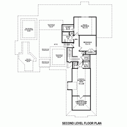 House Plan 47496 Second Level Plan