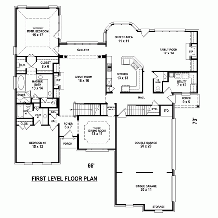 House Plan 47503 First Level Plan