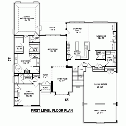 House Plan 47518 First Level Plan