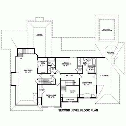 House Plan 47540 Second Level Plan