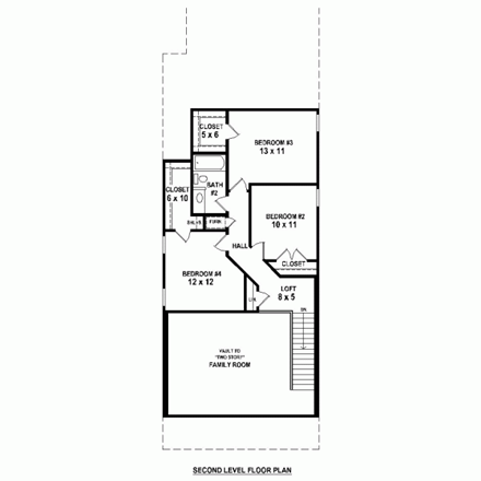 House Plan 47556 Second Level Plan