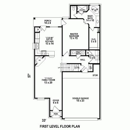 House Plan 47563 First Level Plan