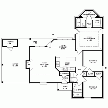 House Plan 47568 First Level Plan