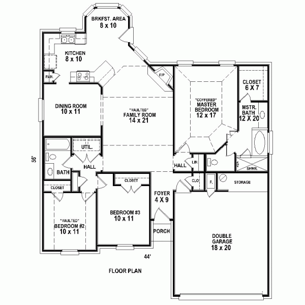 European One-Story Traditional Level One of Plan 47596