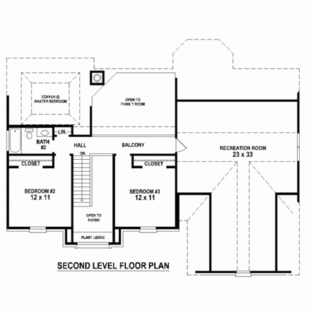 House Plan 47903 Second Level Plan
