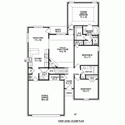 House Plan 47911 First Level Plan