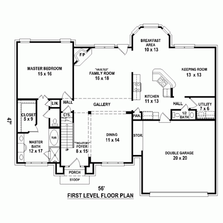 House Plan 47919 First Level Plan