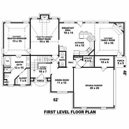 House Plan 47922 First Level Plan