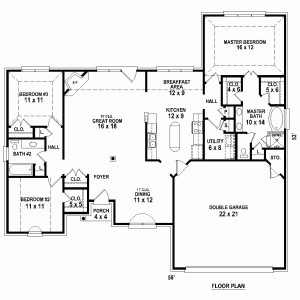 European One-Story Traditional Level One of Plan 47923