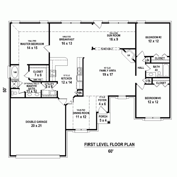 European One-Story Traditional Level One of Plan 47963