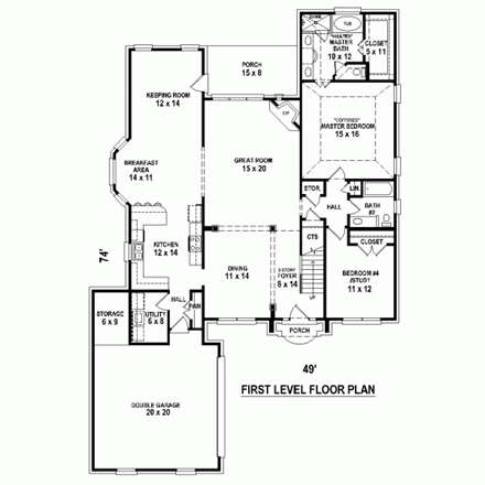 House Plan 47976 First Level Plan
