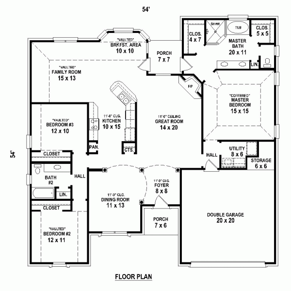 European One-Story Traditional Level One of Plan 47979