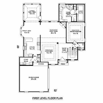 House Plan 47980 First Level Plan