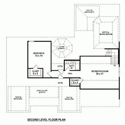 House Plan 47987 Second Level Plan