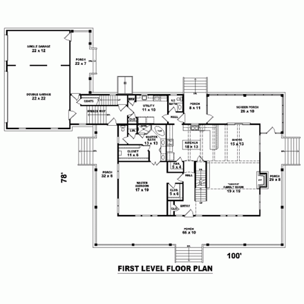 House Plan 47988 First Level Plan