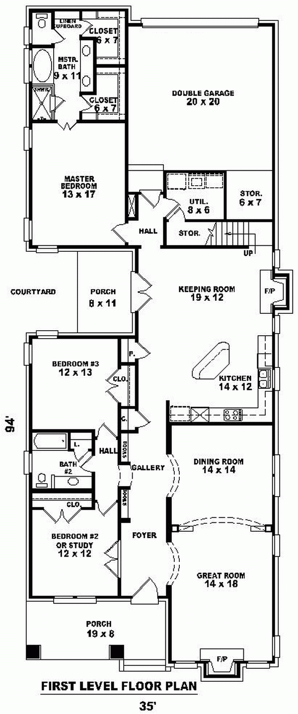 Bungalow Craftsman Level One of Plan 47999