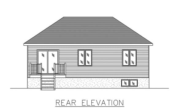 Bungalow Narrow Lot One-Story Rear Elevation of Plan 48001