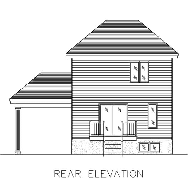 European Narrow Lot Rear Elevation of Plan 48003