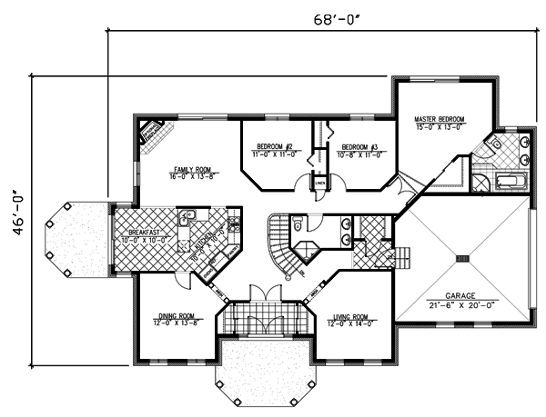 Bungalow One-Story Level One of Plan 48004