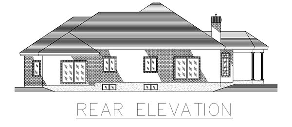 Bungalow One-Story Rear Elevation of Plan 48004