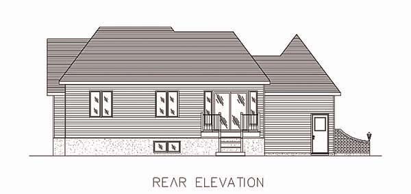 Bungalow One-Story Rear Elevation of Plan 48009