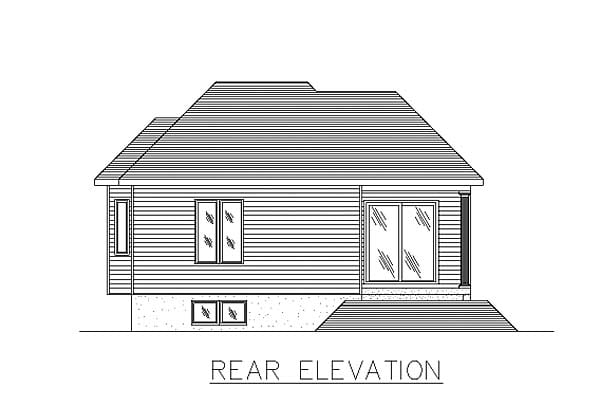 Bungalow Narrow Lot Rear Elevation of Plan 48011