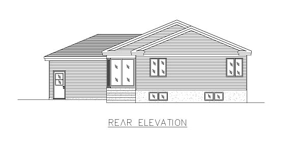 Bungalow Narrow Lot One-Story Rear Elevation of Plan 48015