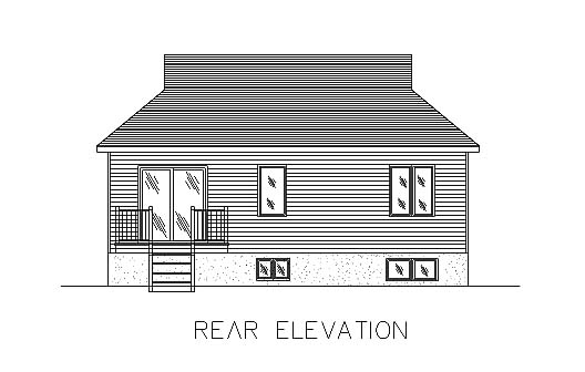 Bungalow Narrow Lot One-Story Rear Elevation of Plan 48016