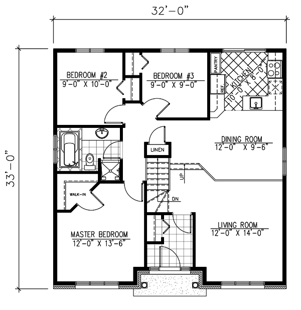 Bungalow Narrow Lot One-Story Level One of Plan 48017