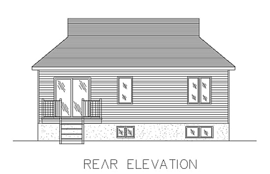 Bungalow Narrow Lot One-Story Rear Elevation of Plan 48017