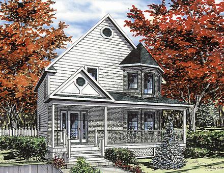 Country Narrow Lot Victorian Elevation of Plan 48018