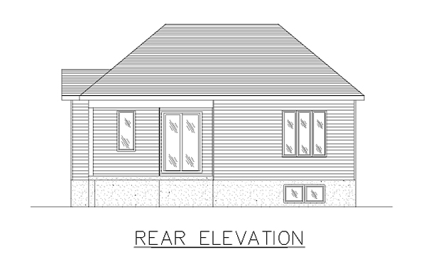Bungalow Narrow Lot One-Story Rear Elevation of Plan 48022