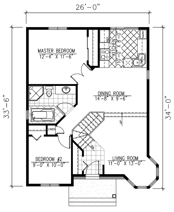 Bungalow Narrow Lot One-Story Level One of Plan 48024