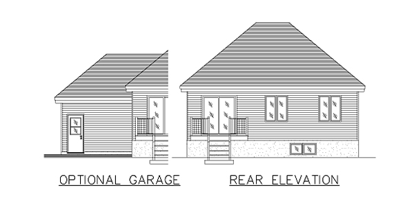 Bungalow Narrow Lot One-Story Rear Elevation of Plan 48026