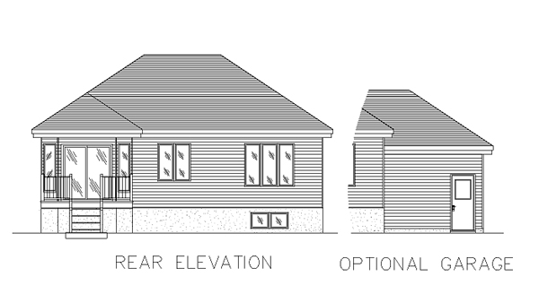 Bungalow Narrow Lot One-Story Rear Elevation of Plan 48027