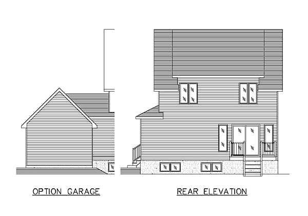 Country Narrow Lot Rear Elevation of Plan 48028