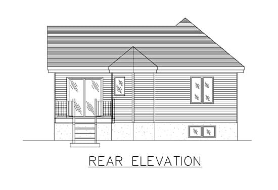 European Narrow Lot One-Story Rear Elevation of Plan 48032