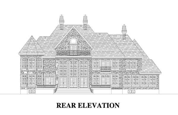 European Tudor Rear Elevation of Plan 48038