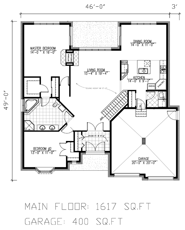 One-Story Level One of Plan 48042