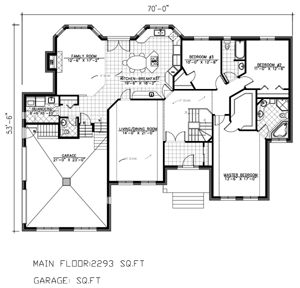 One-Story Level One of Plan 48043