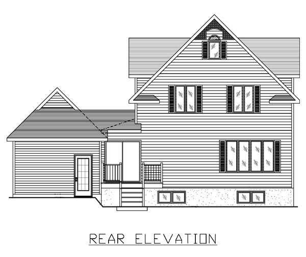 Country Narrow Lot Rear Elevation of Plan 48049