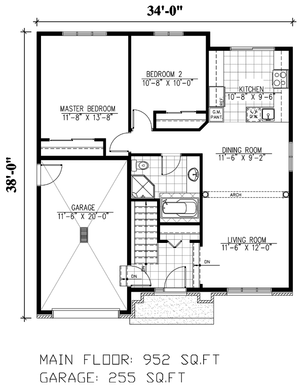European Narrow Lot One-Story Level One of Plan 48053