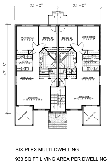 Multi-Family Plan 48066 First Level Plan