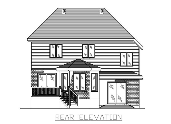 European Narrow Lot Rear Elevation of Plan 48074