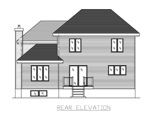 European Narrow Lot Rear Elevation of Plan 48078