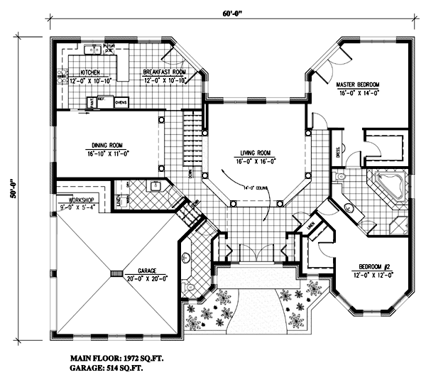 Contemporary One-Story Level One of Plan 48091