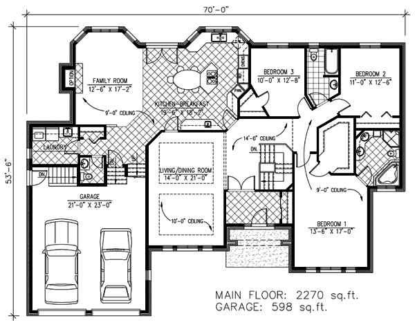 One-Story Traditional Level One of Plan 48092