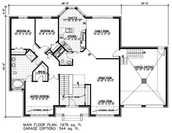 European One-Story Level One of Plan 48095