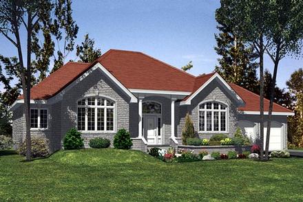 European One-Story Elevation of Plan 48095