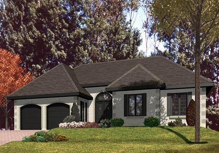 European One-Story Elevation of Plan 48109